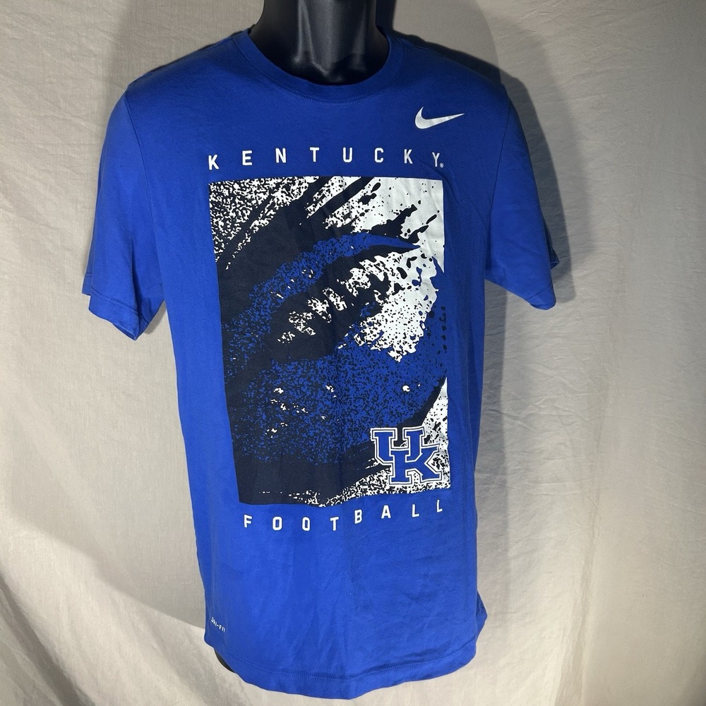 Nike Dri-Fit Kentucky Wildcats Football T-Shirt Mens Small Blue Graphic Tee